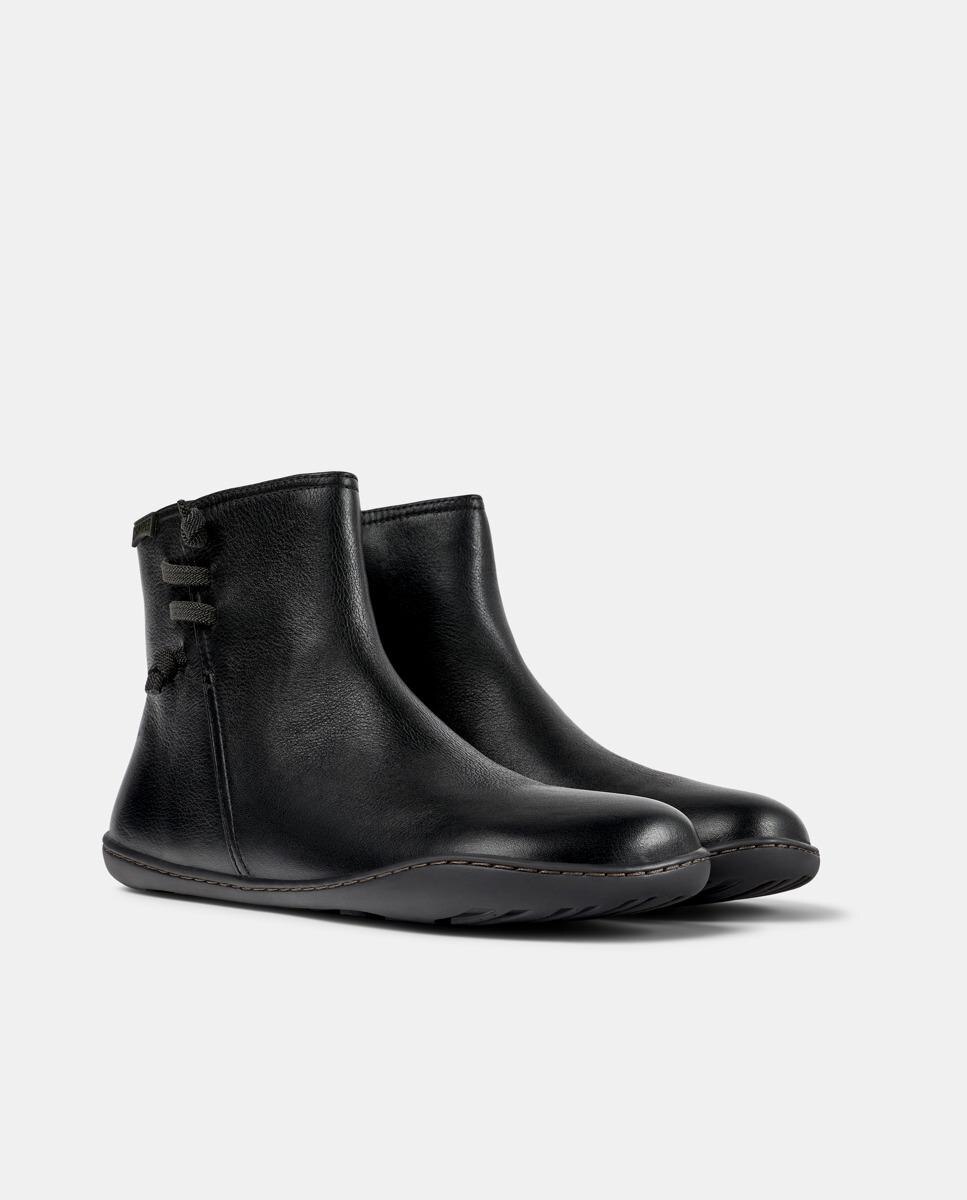 Botins Peu Cami de Pele com Atacadores Preto-2