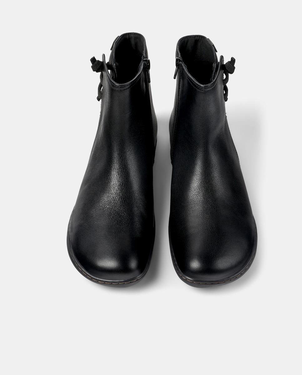 Botins Peu Cami de Pele com Atacadores Preto-3