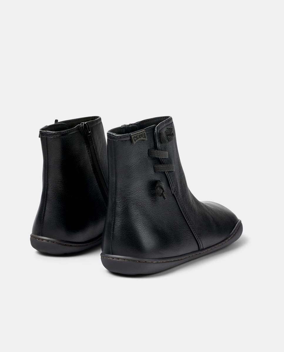 Botins Peu Cami de Pele com Atacadores Preto-5