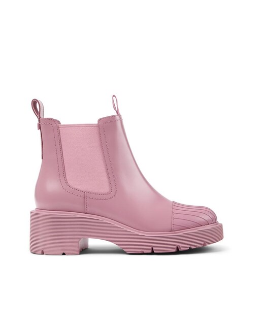 Imagem 0 de Botins em Pele com Tação de Bloco - Rosa