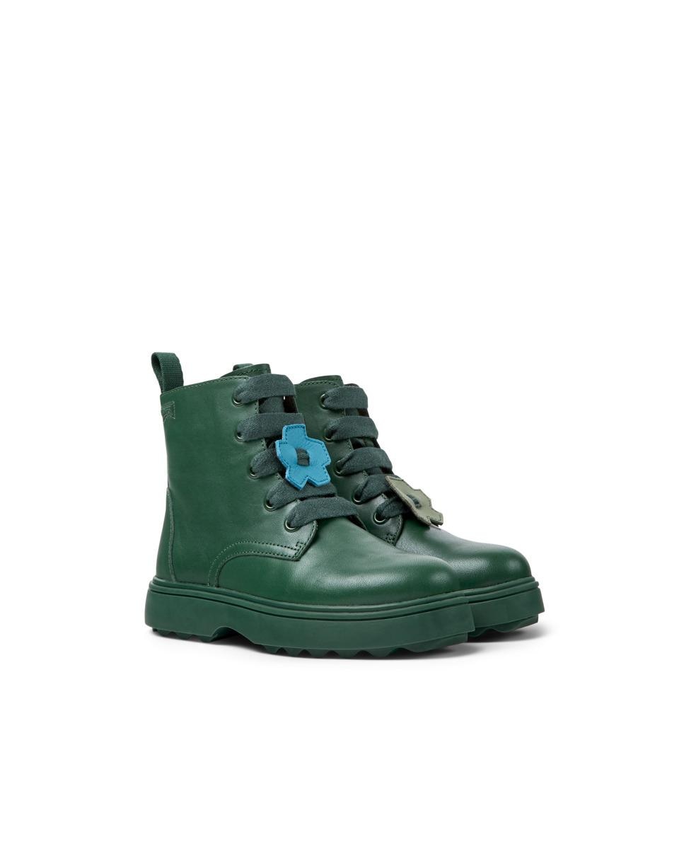Botas Infantil em Pele com Atacadores - Verde Camper Verde-2