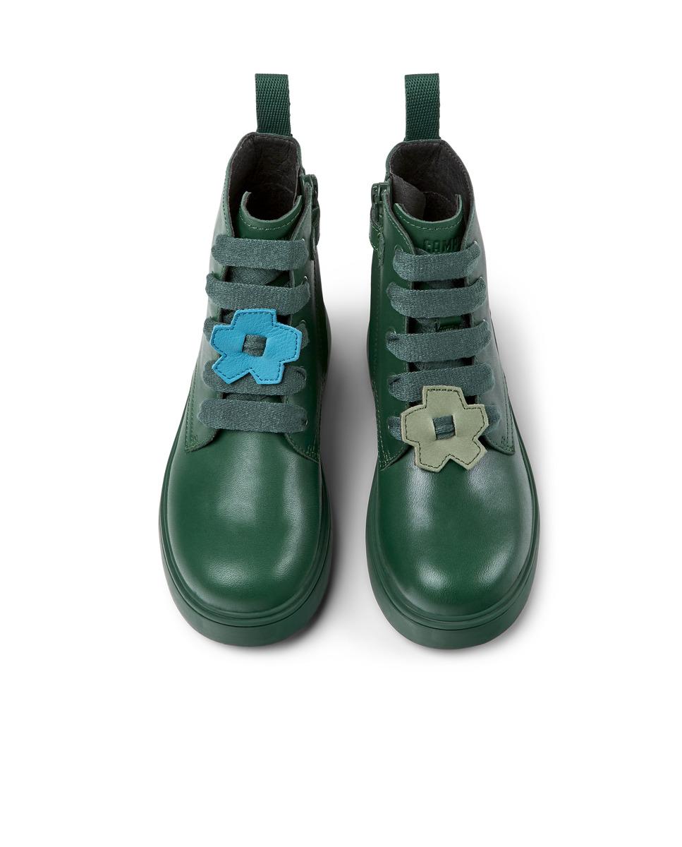 Botas Infantil em Pele com Atacadores - Verde Camper Verde-3