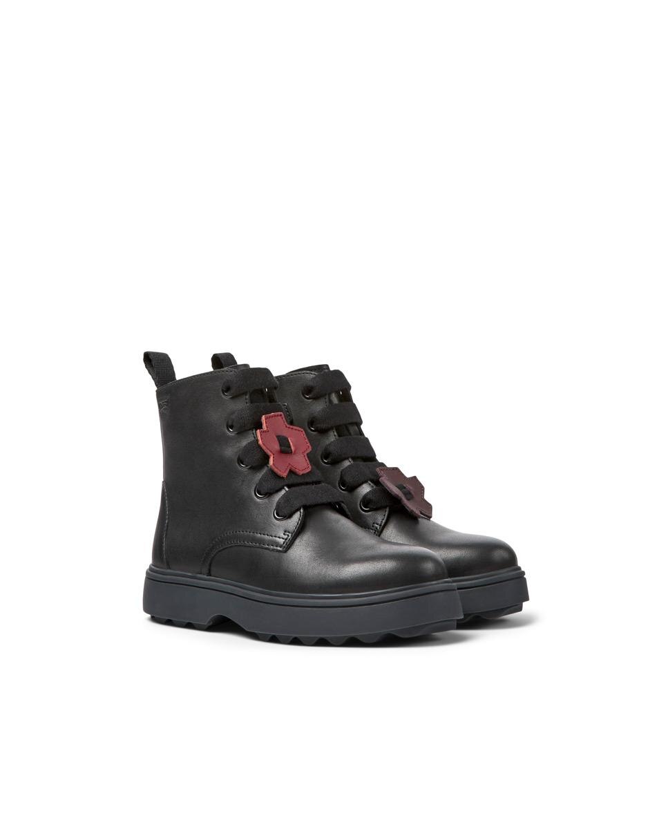 Botas Infantil em Pele com Atacadores - Preto Camper Preto-2