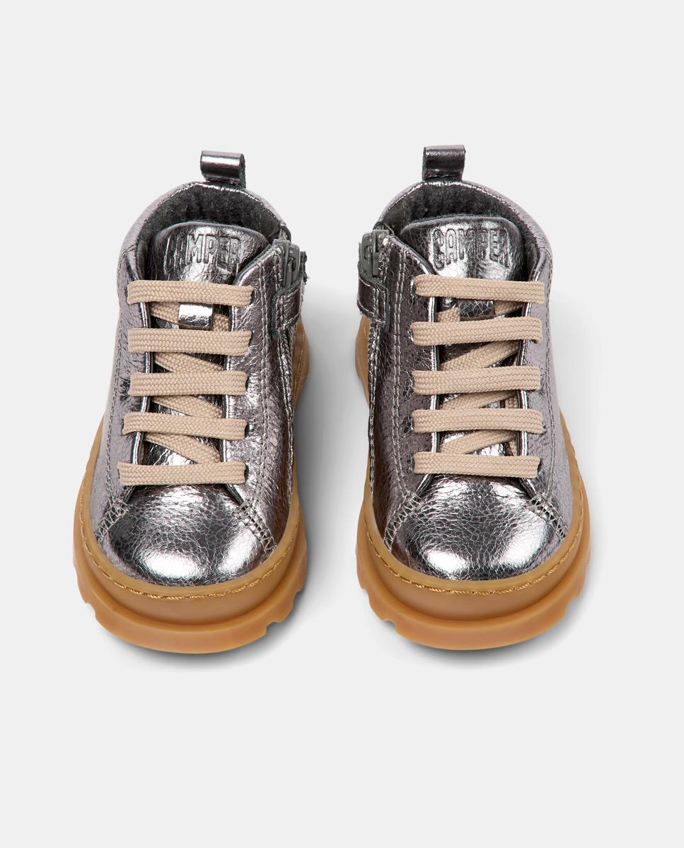 Botins Brutus Lisos com Atacadores Prata metalizada-3