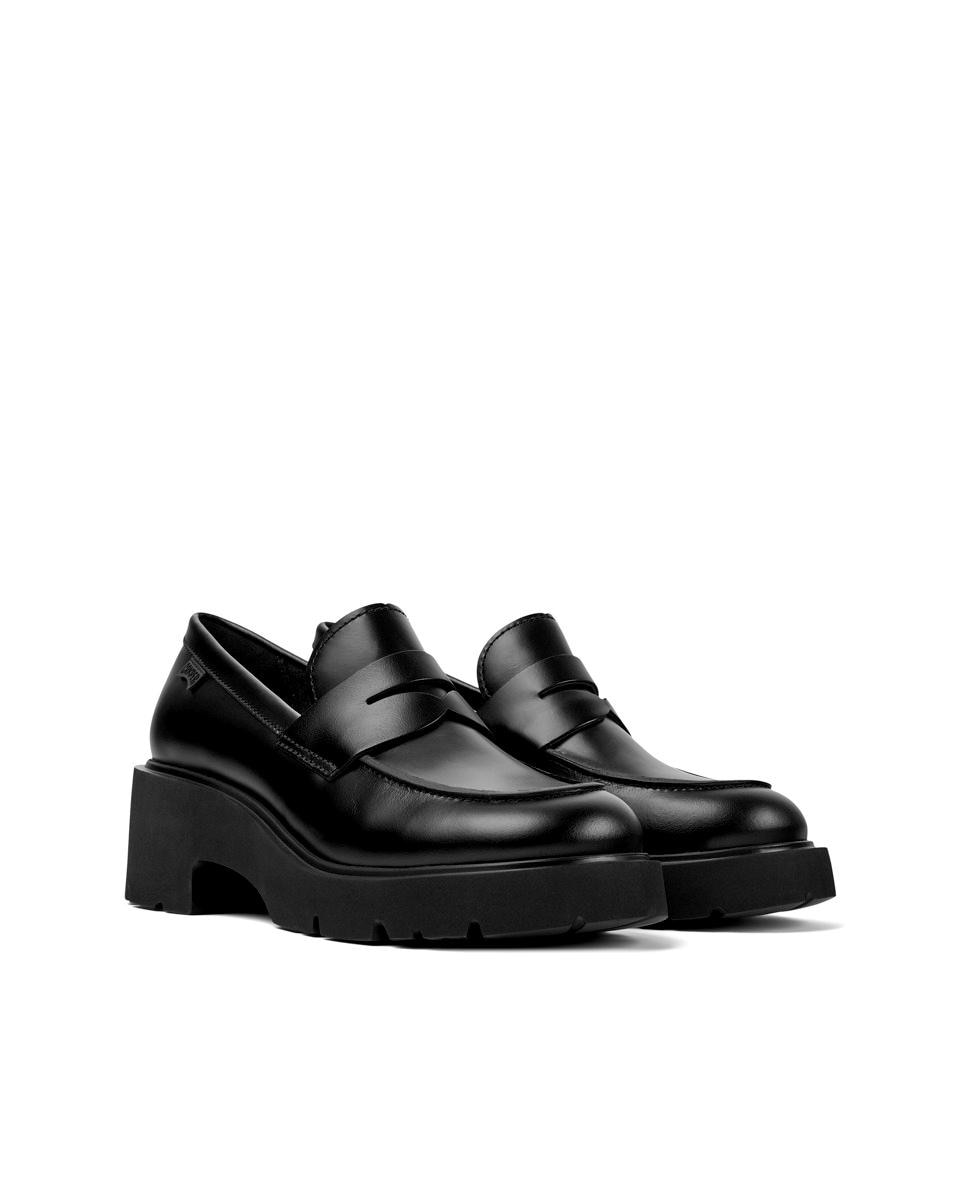 Mocassins com Salto Milah de Pele Lisos com Salto Preto-2