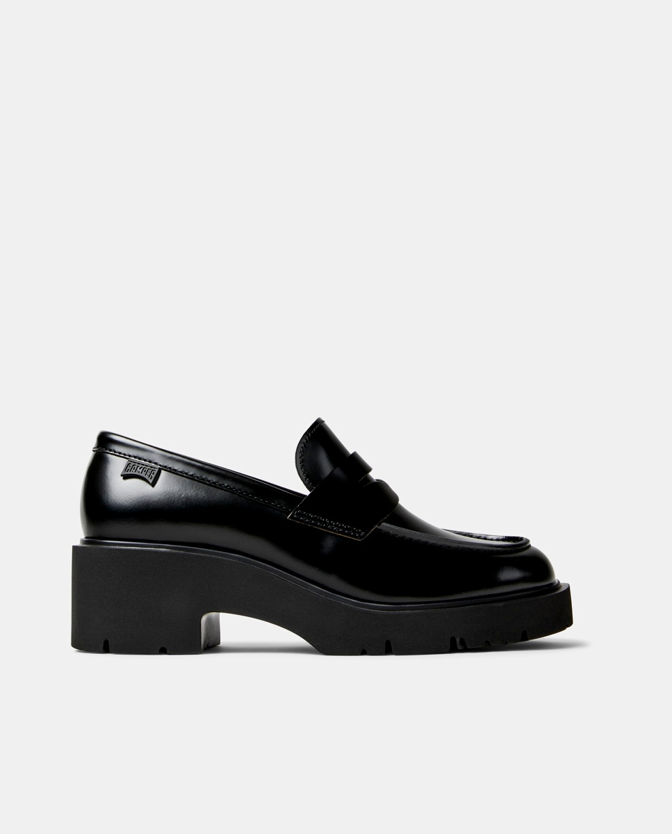 Imagem 0 de Mocassins com Salto Milah Twins de Pele