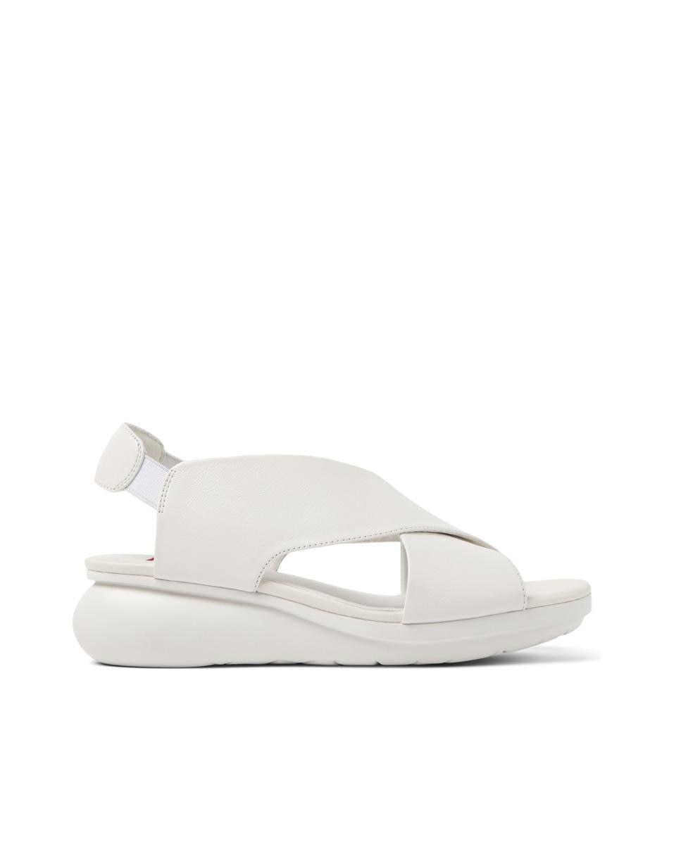 Imagem 0 de Sandálias de Cunha em Pele com Tiras Cruzadas