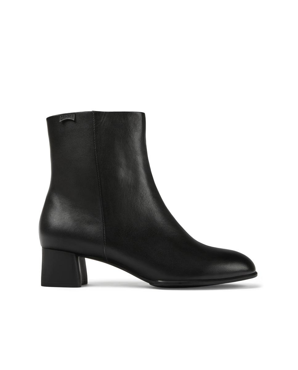 Botins Katie de Pele com Salto Baixo Preto-1
