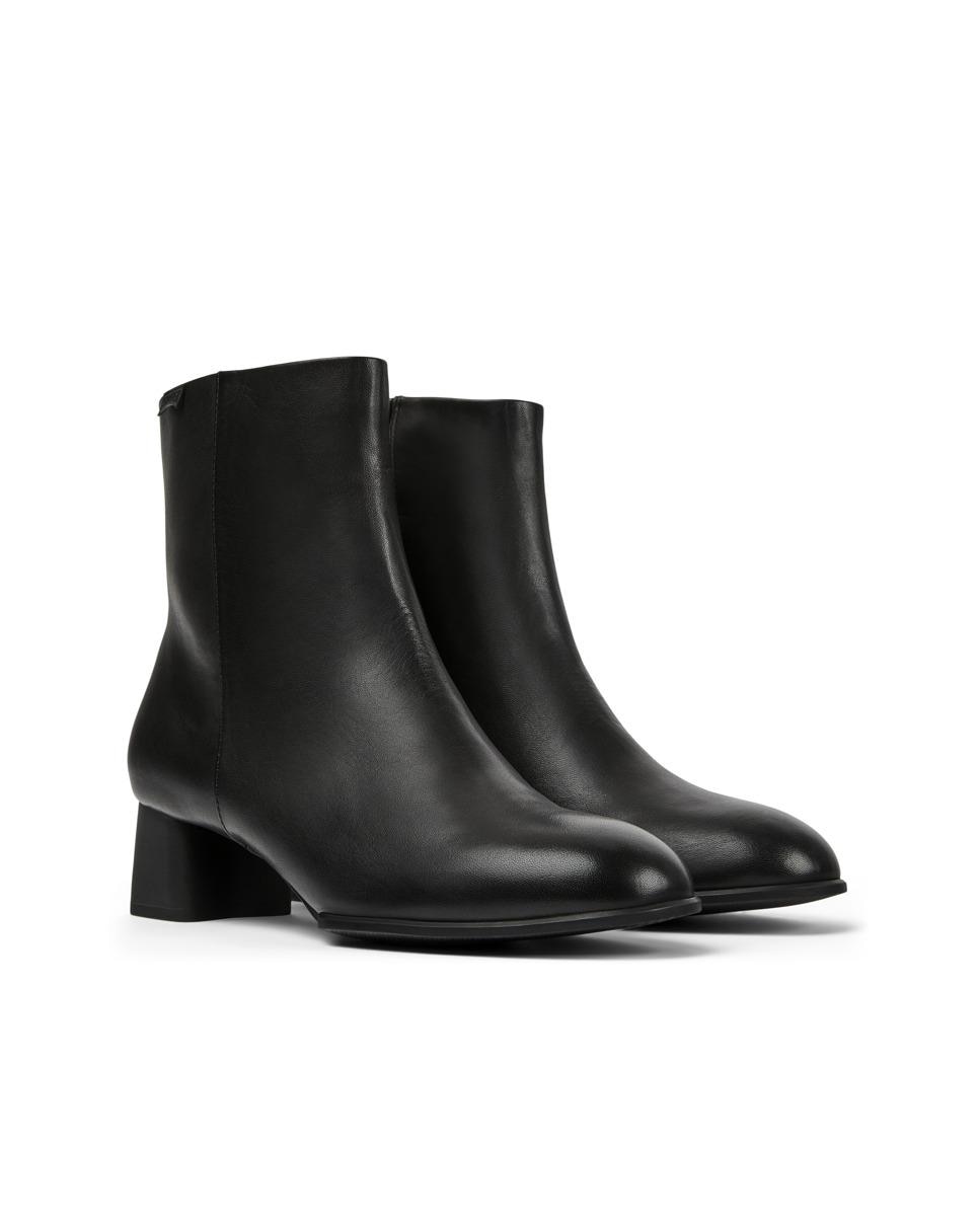 Botins Katie de Pele com Salto Baixo Preto-2