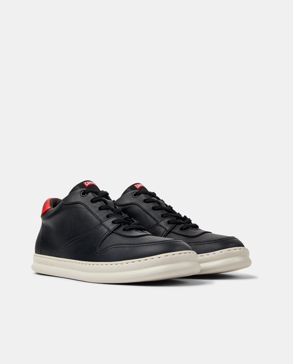 Sapatilhas Desportivas Runner Four de Pele Preto / Vermelho-5