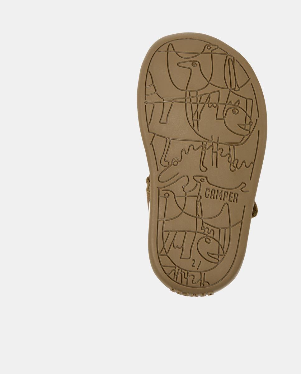 Sandálias Fechadas Infantil de Pele com Velcro Castanho-5