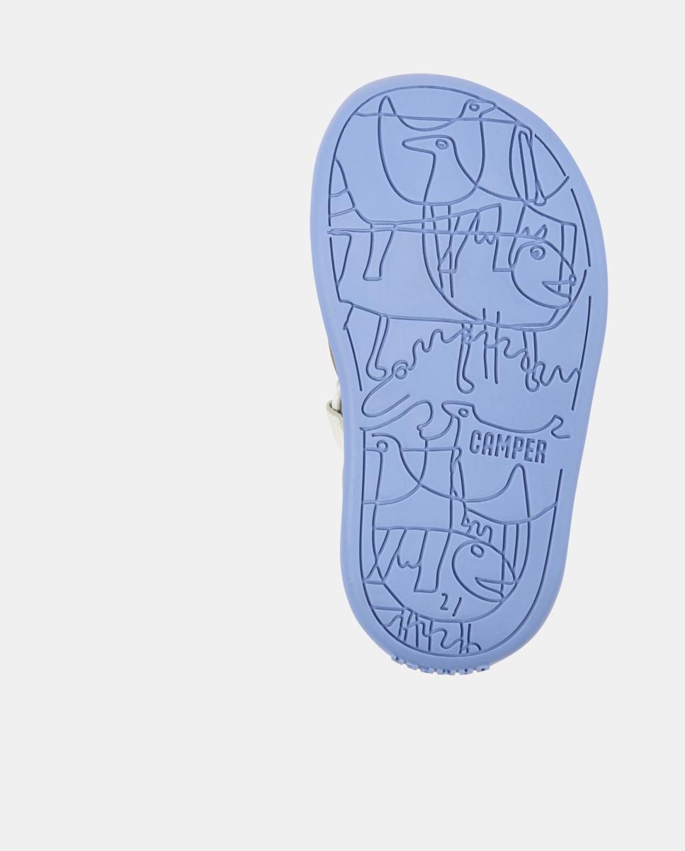 Sandálias Fechadas Infantil de Pele com Velcro Branco-5