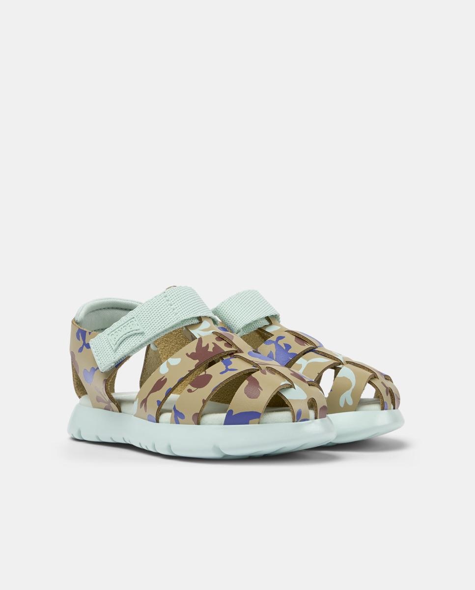 Sandálias Fechadas Infantil de Pele com Velcro Camper Multicolor-2