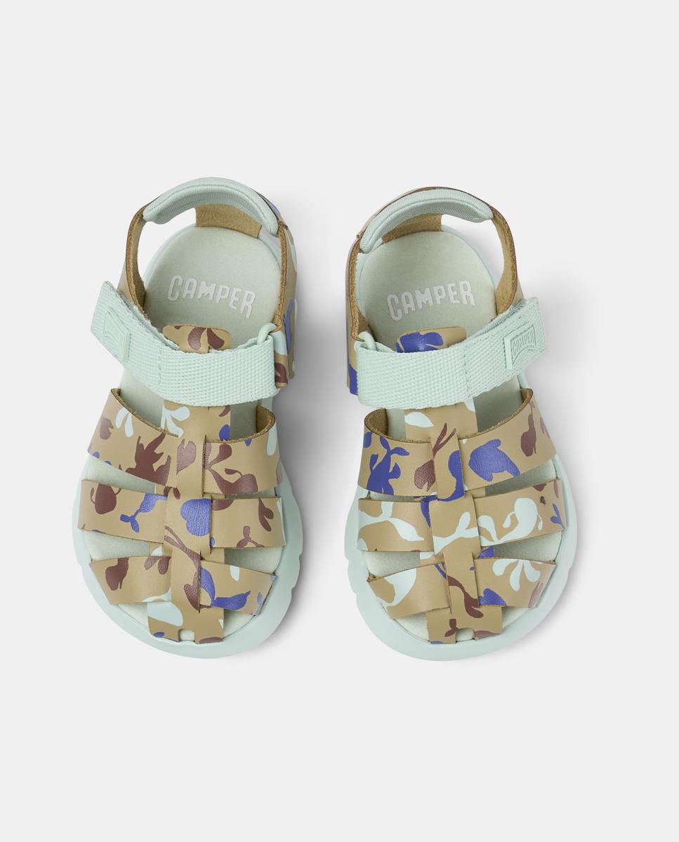 Sandálias Fechadas Infantil de Pele com Velcro Camper Multicolor-3