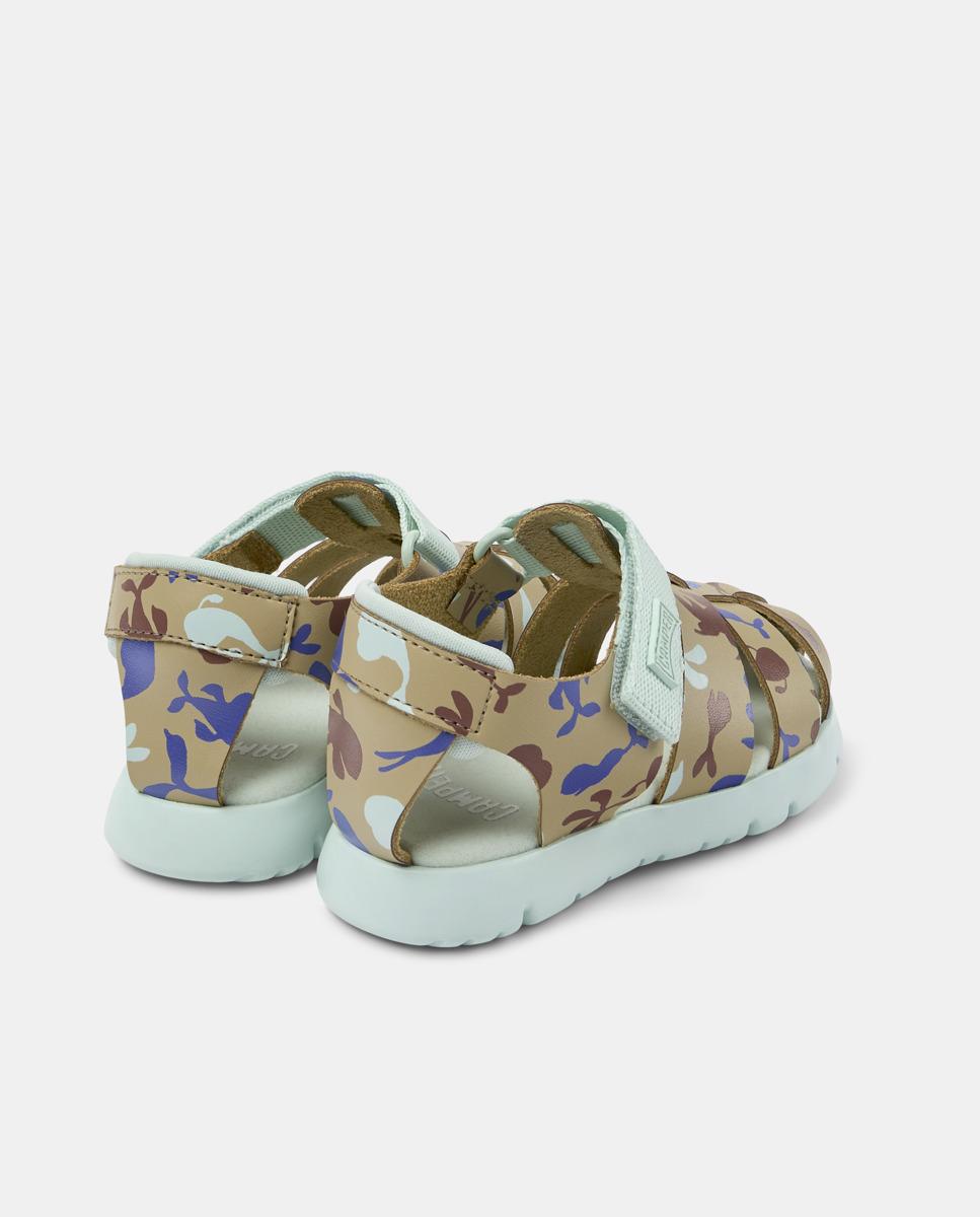 Sandálias Fechadas Infantil de Pele com Velcro Camper Multicolor-4