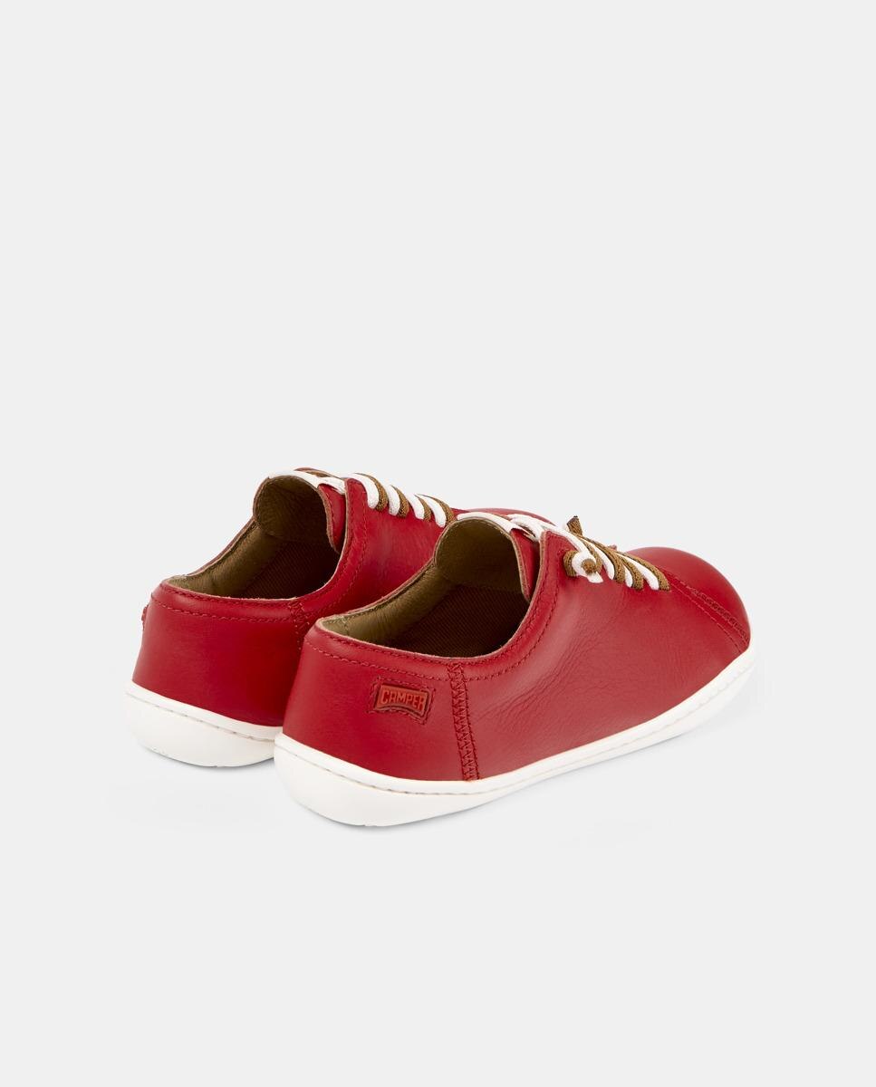 Sapatilhas de Pele para Crianças Peu Cami com Atacadores Camper Vermelho-4
