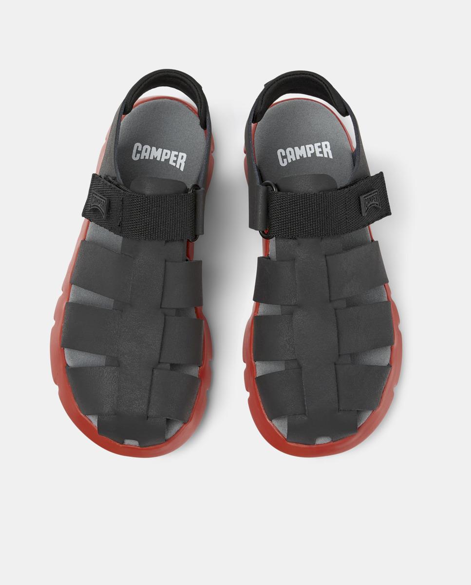 Sandálias Fechadas Infantil de Pele com Velcro Camper Preto-3