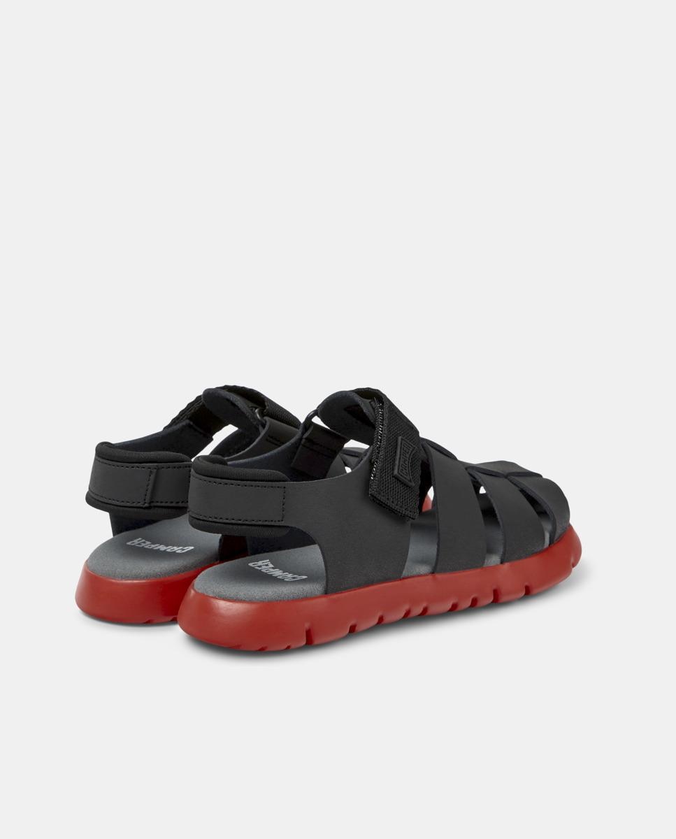 Sandálias Fechadas Infantil de Pele com Velcro Camper Preto-4