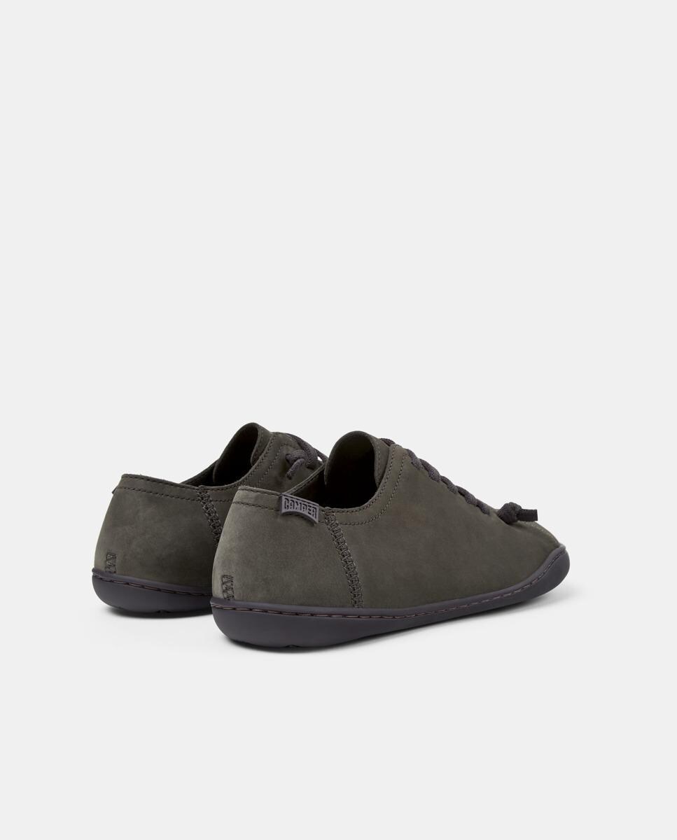 Sapatilhas de Pele Peu Cami Lisas com Atacadores Cinzento-4