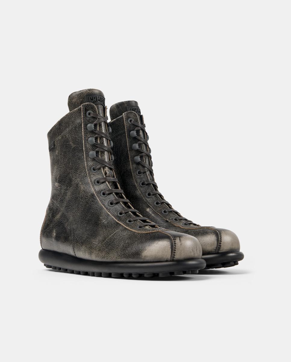 Botins Pelotas Ariel em Pele com Sola Desportiva Cinzento-escuro-2