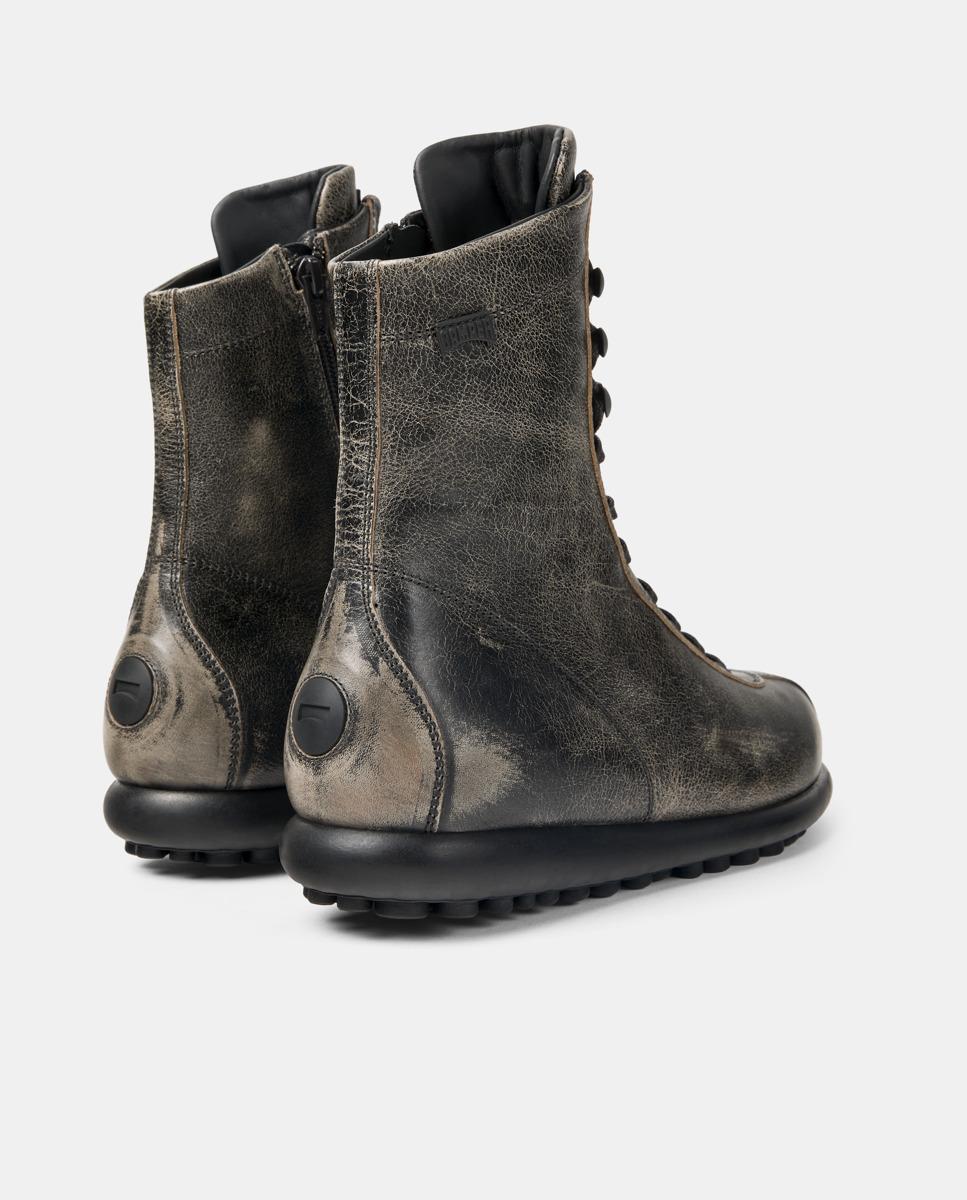Botins Pelotas Ariel em Pele com Sola Desportiva Cinzento-escuro-4