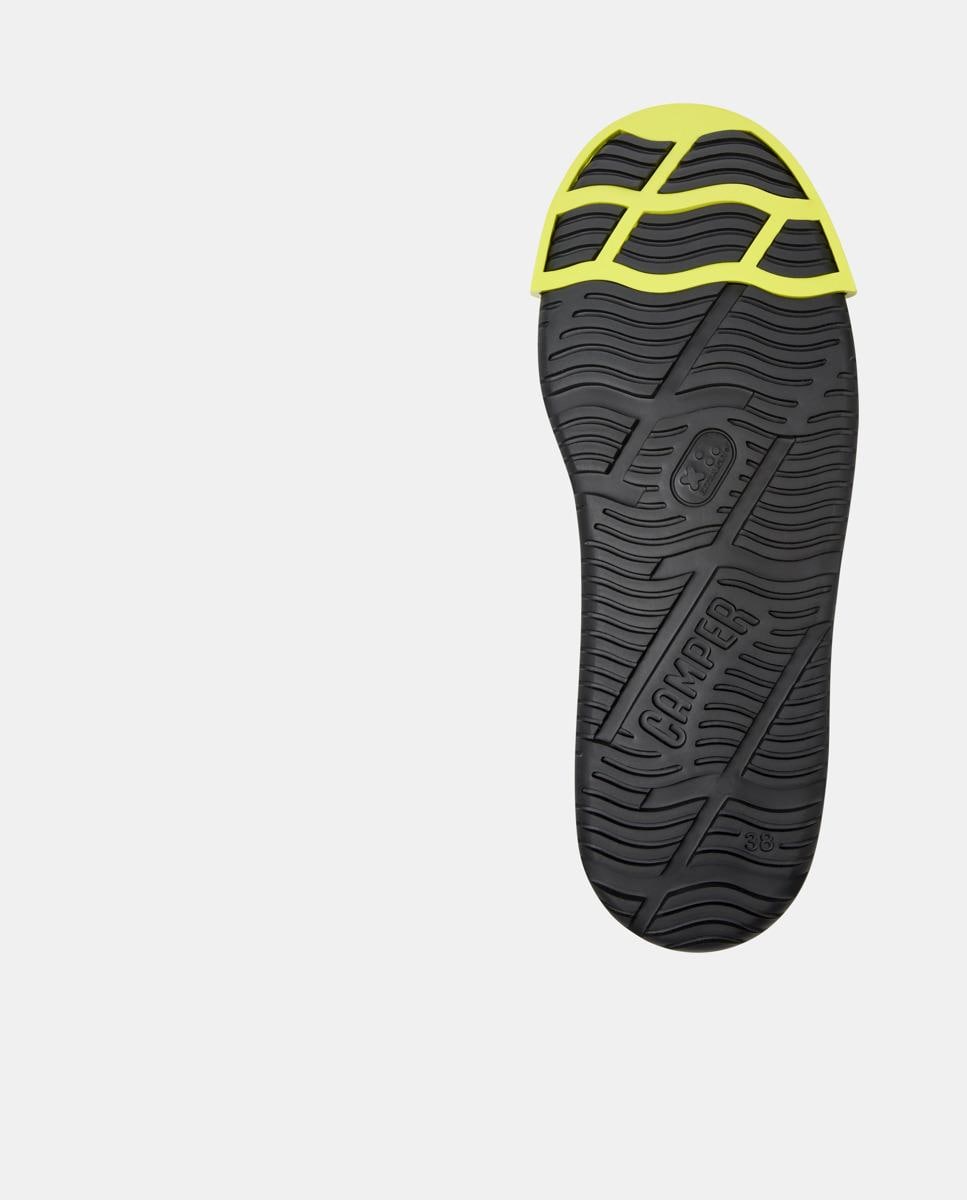 Sapatilhas de Pele Junction Runner Lisas com Atacadores Preto / Amarelo-flúor-5
