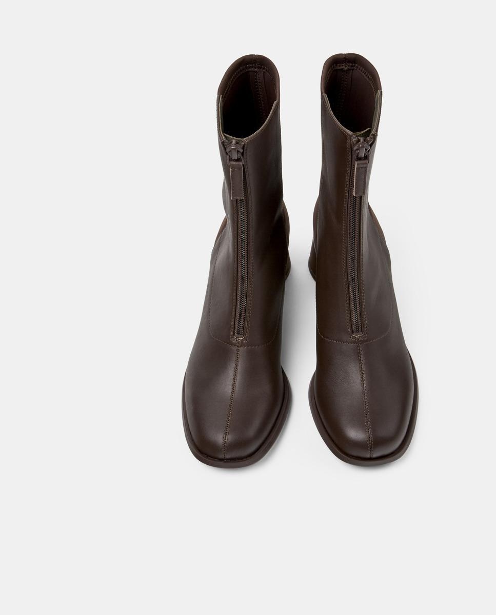 Botins Kiara de Pele Castanho-3