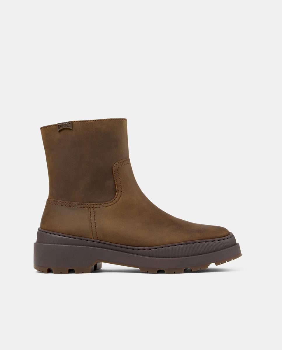 Botins Brutus Trek de Pele Castanho-1