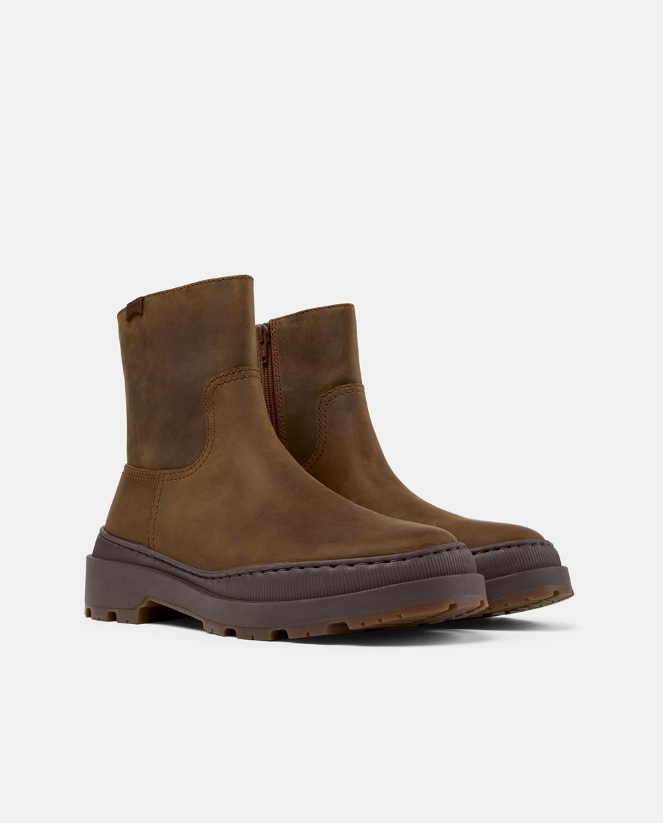 Botins Brutus Trek de Pele Castanho-2