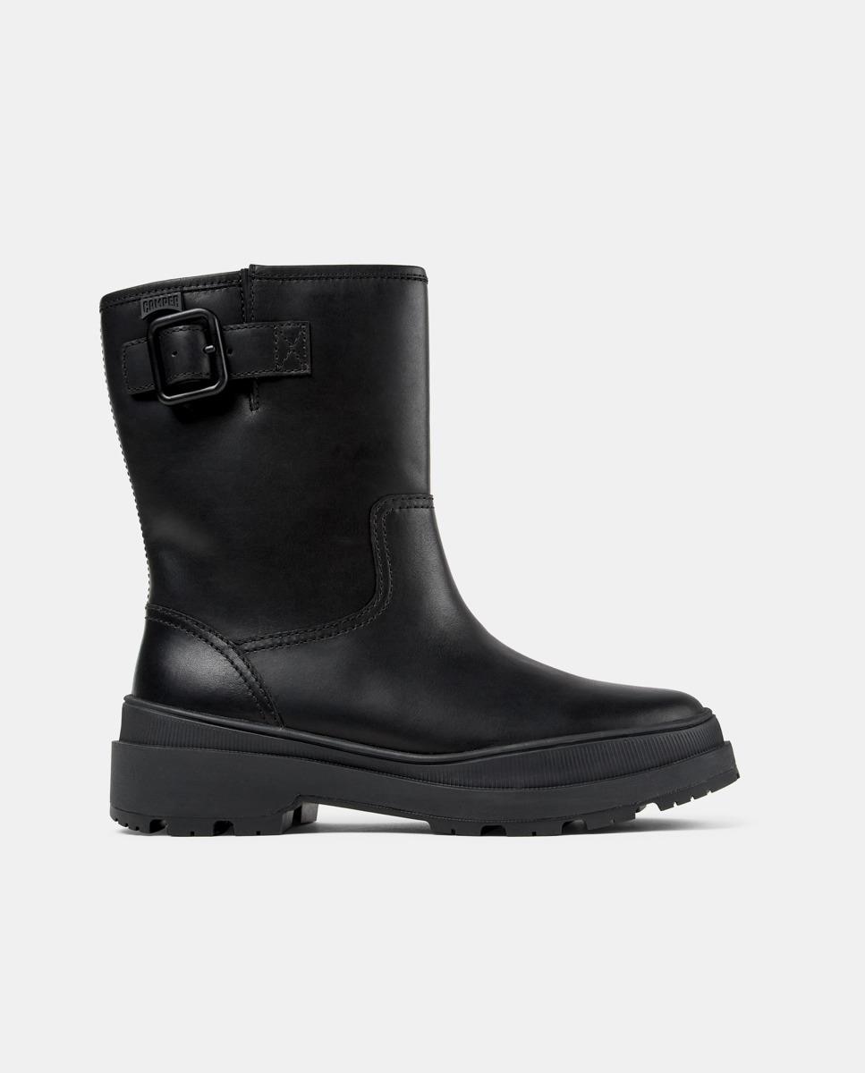 Botins Brutus Trek de Pele Preto-1