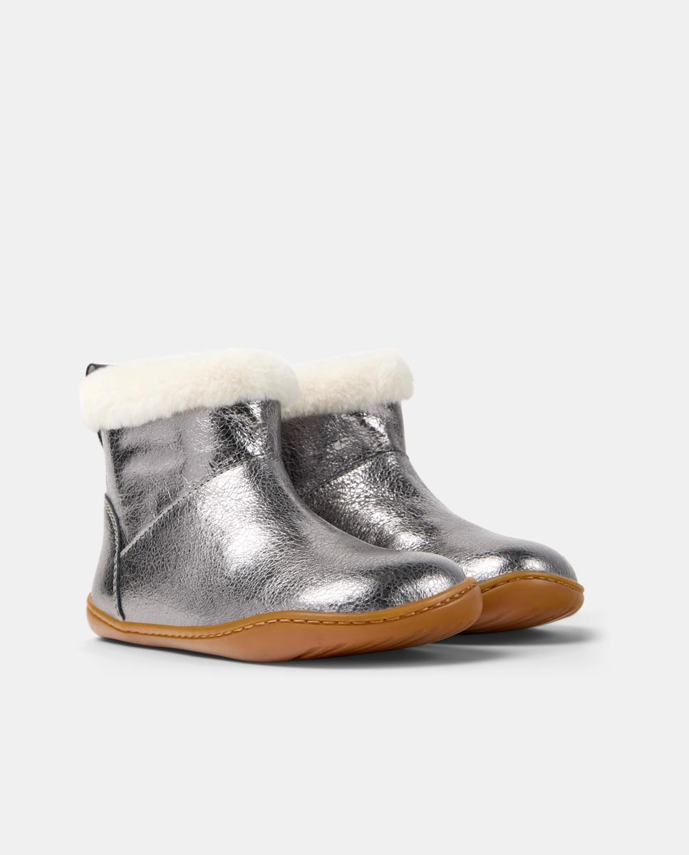 Botins Peu Cami de Pele Prata-5