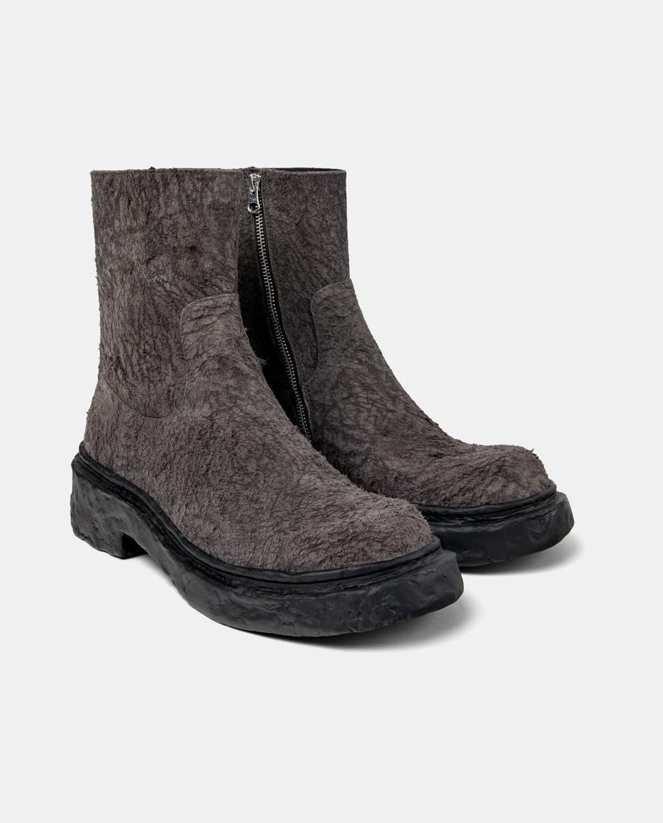 Botas Básicas de Pele com Fecho Zip Cinzento-escuro-2
