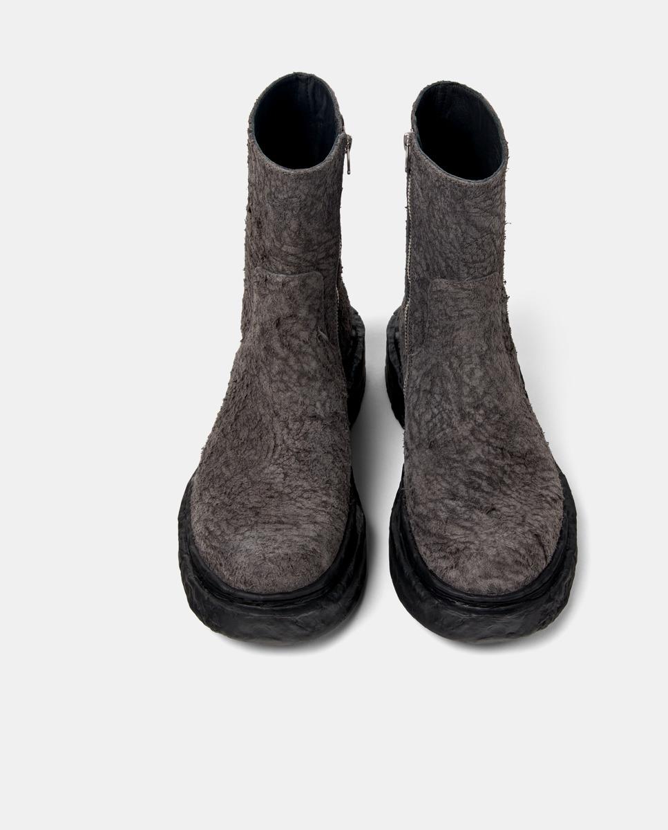 Botas Básicas de Pele com Fecho Zip Cinzento-escuro-3