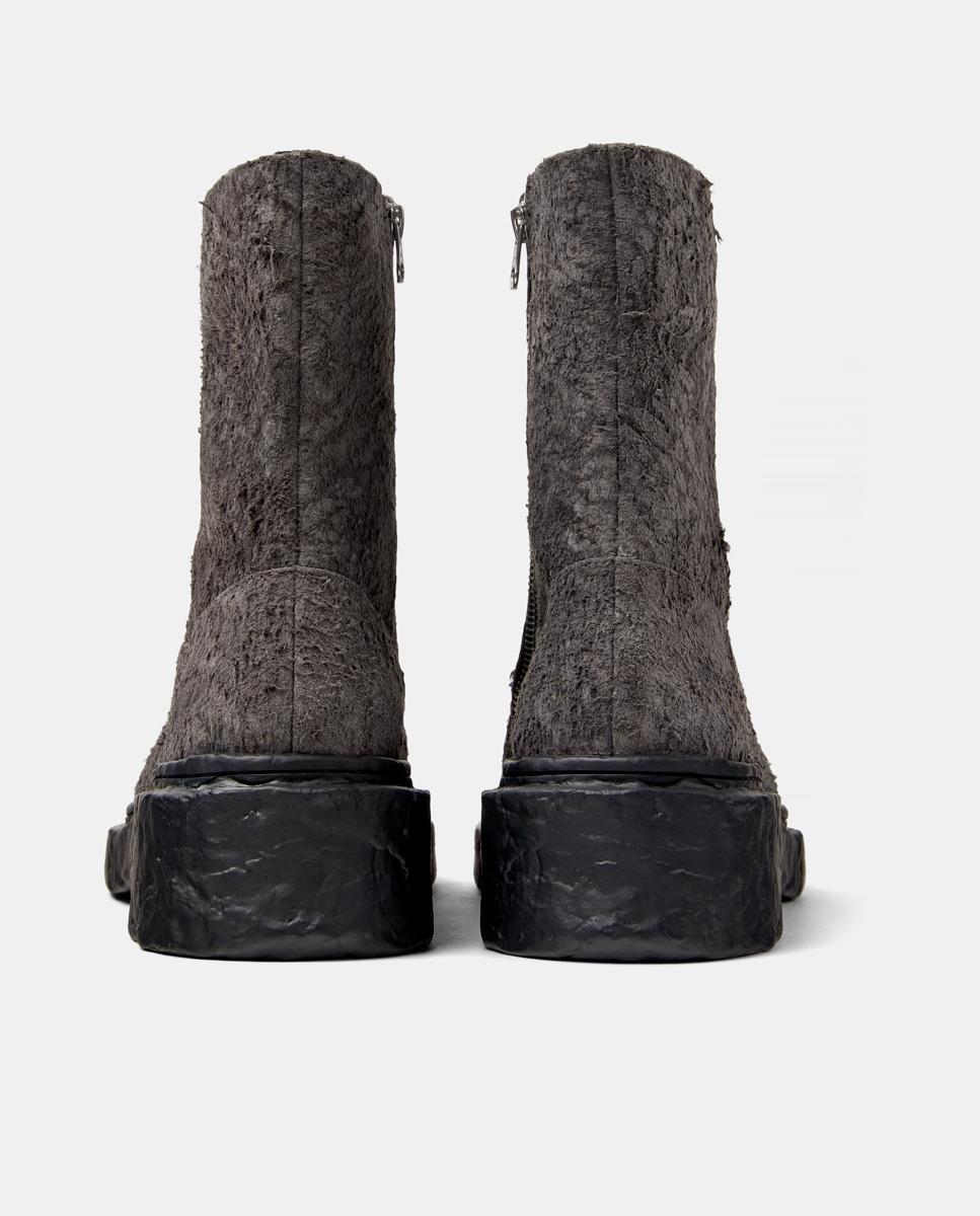 Botas Básicas de Pele com Fecho Zip Cinzento-escuro-4