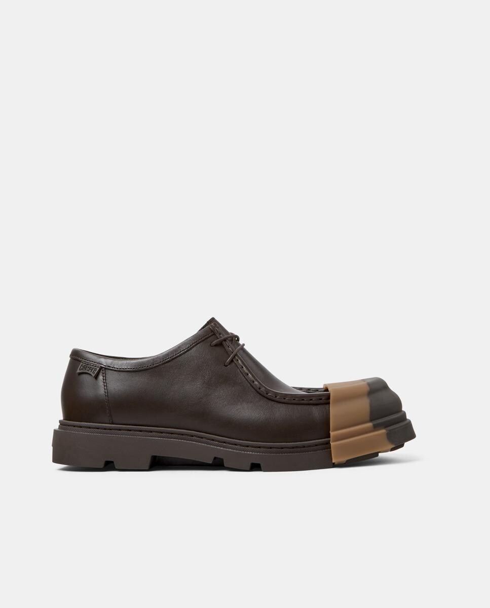 Sapatos com Atacadores Junction em Pele Castanho-1