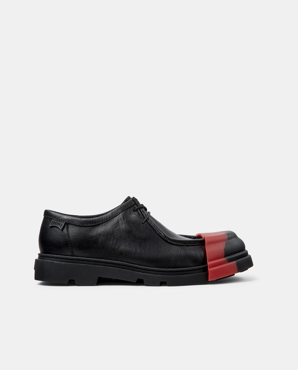 Sapatos de Cordões Junction de Pele Preto / Vermelho-1