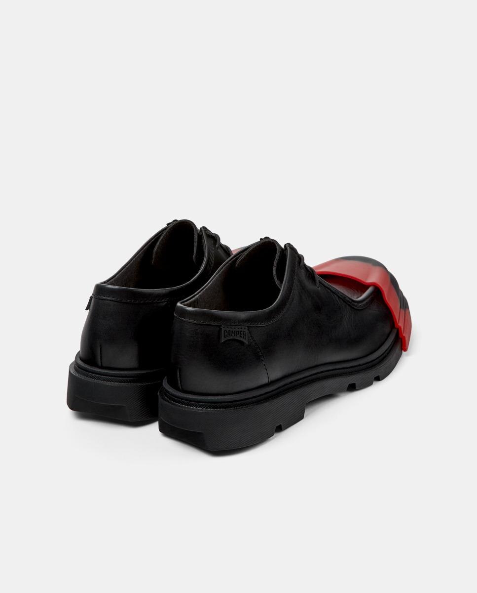 Sapatos de Cordões Junction de Pele Preto / Vermelho-3