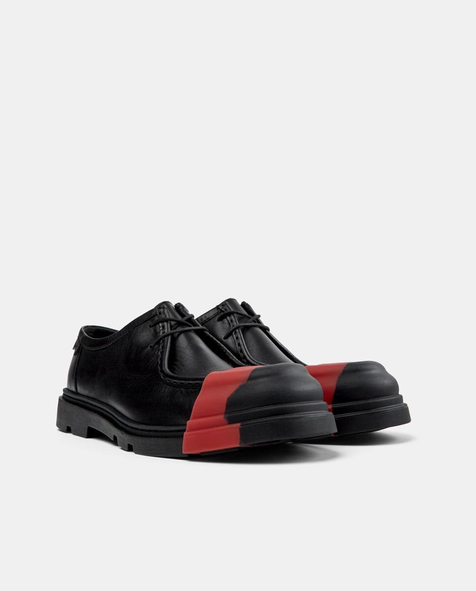 Sapatos de Cordões Junction de Pele Preto / Vermelho-5