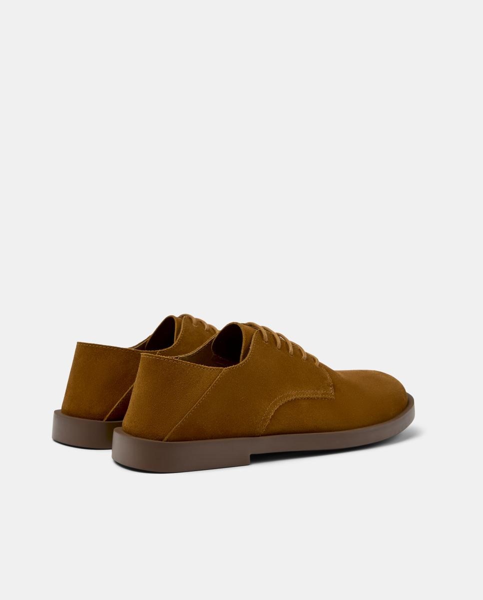 Sapatos de Cordões Don de Pele Castanho-claro-3