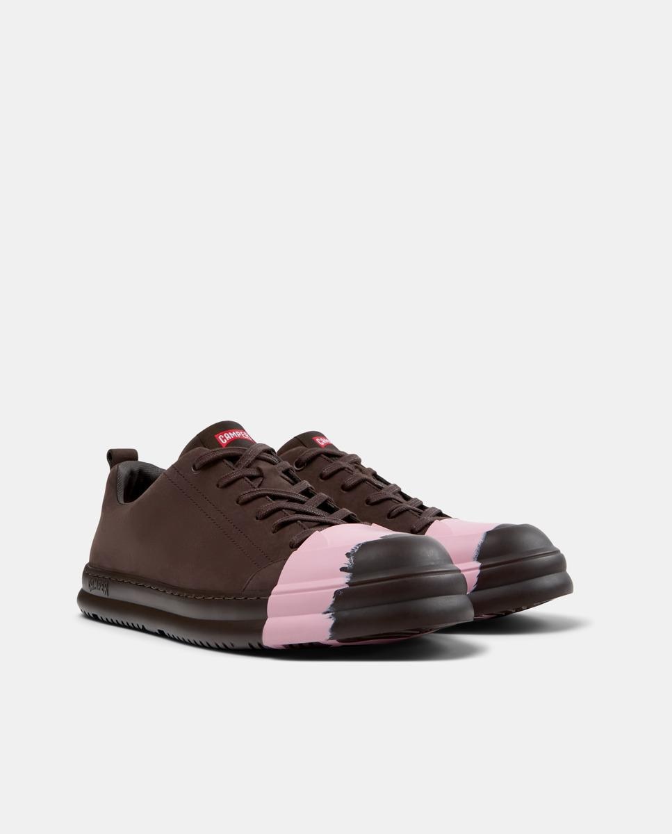 Sapatos de Atacadores Junction Runner de Pele Castanho-5