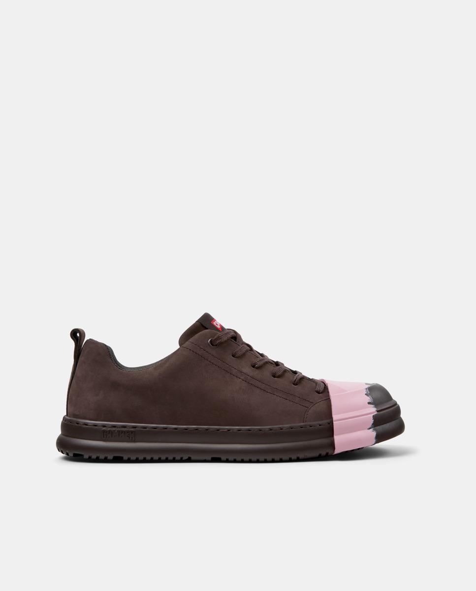 Sapatos de Atacadores Junction Runner de Pele Castanho-1