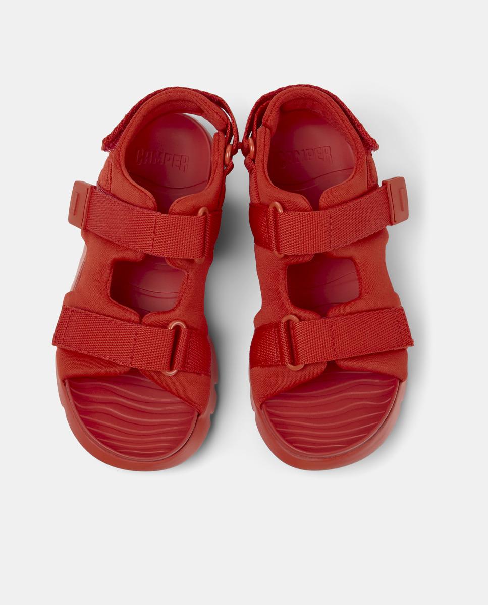 Sandálias Fechadas Infantil de Materiais Reciclados com Velcro Camper Vermelho-3