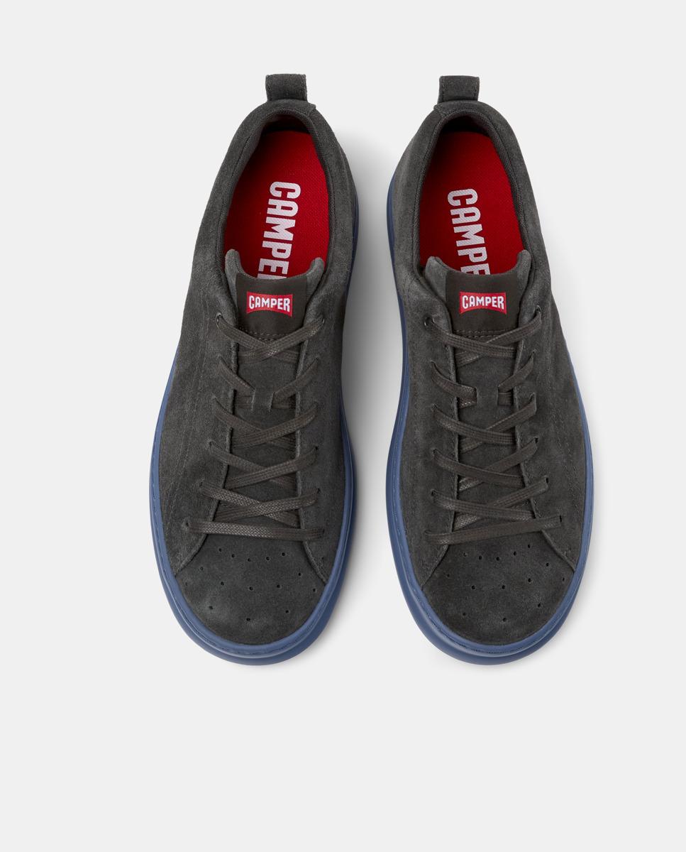 Sapatilhas de Pele Runner Four com Atacadores Preto / Azul-2
