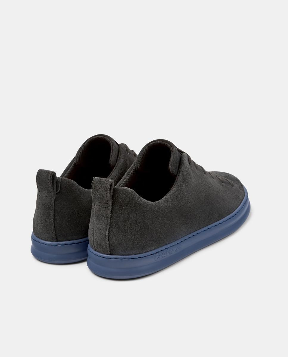 Sapatilhas de Pele Runner Four com Atacadores Preto / Azul-3