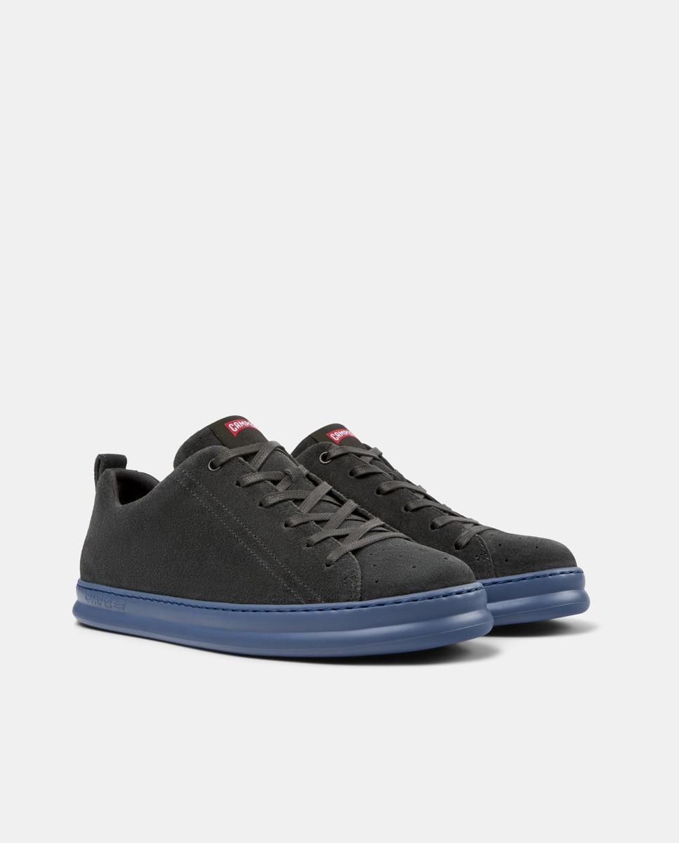 Sapatilhas de Pele Runner Four com Atacadores Preto / Azul-5