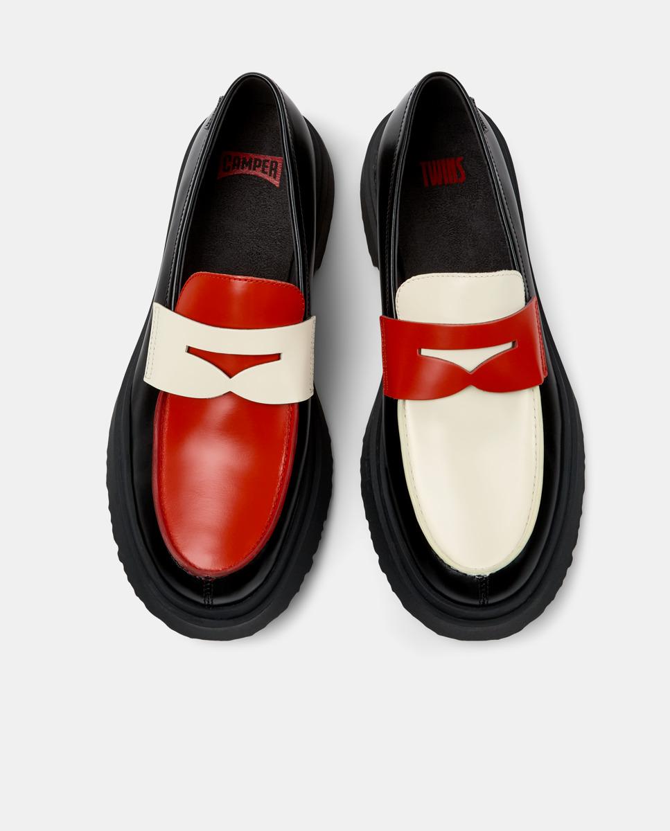 Mocassins Walden Twins de Pele Preto / Vermelho-2