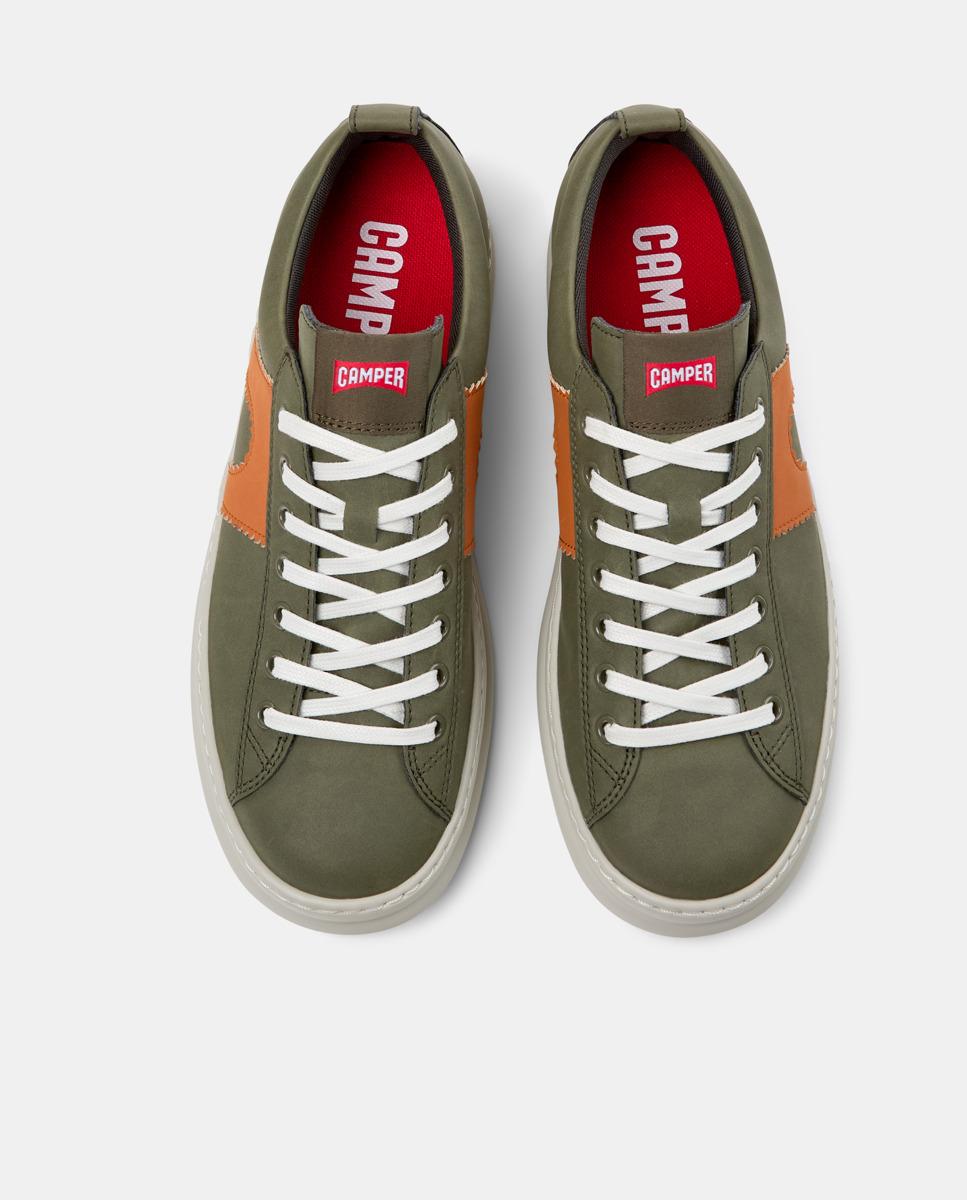 Sapatilhas de Pele Runner Four com Atacadores Verde-Castanho-2