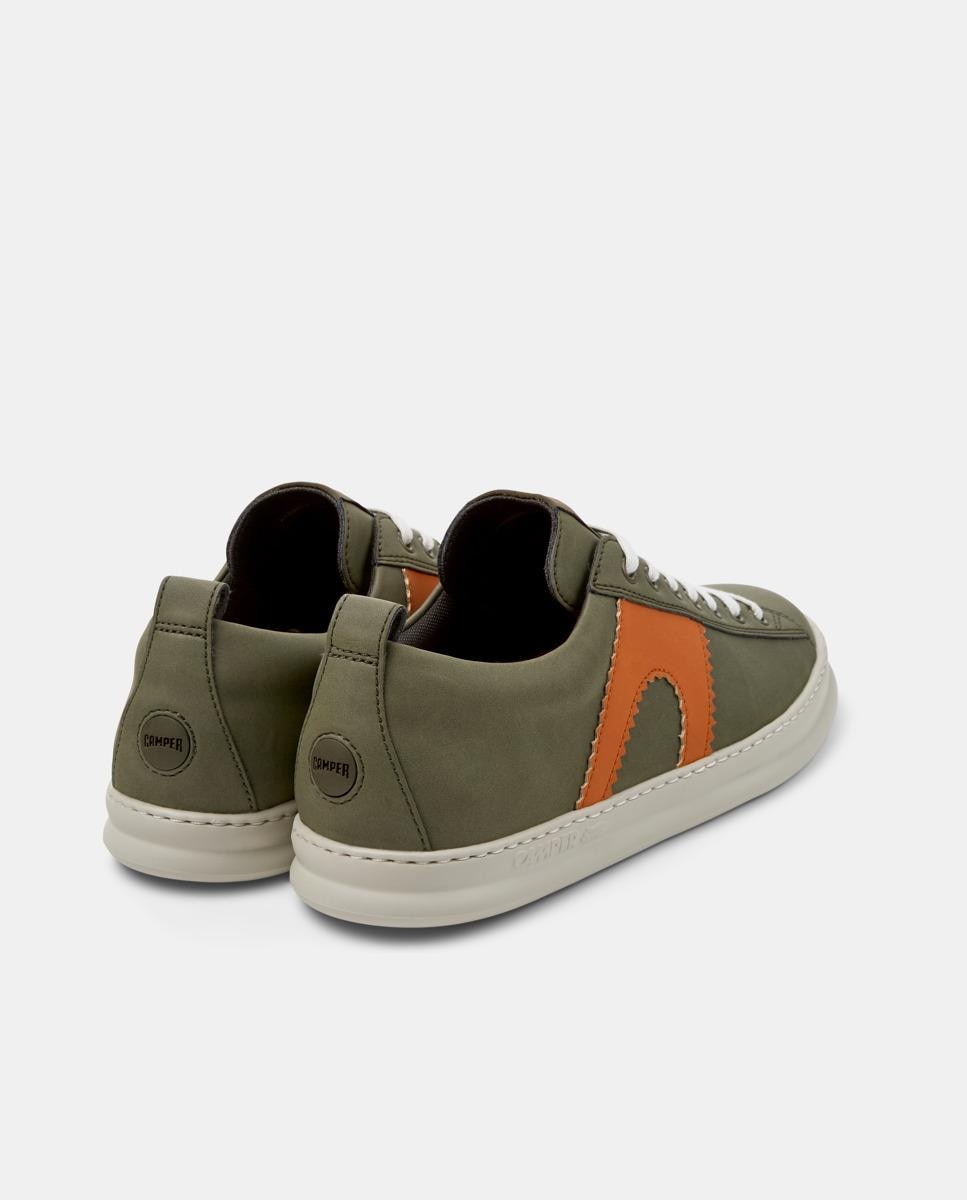 Sapatilhas de Pele Runner Four com Atacadores Verde-Castanho-3