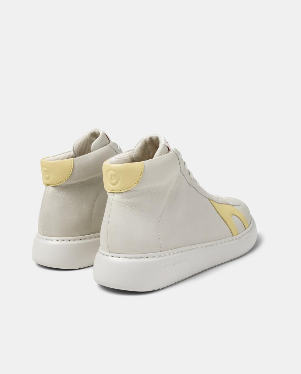 Sapatilhas de Pele Runner K21 Tipo Bota Branco/Amarelo-3