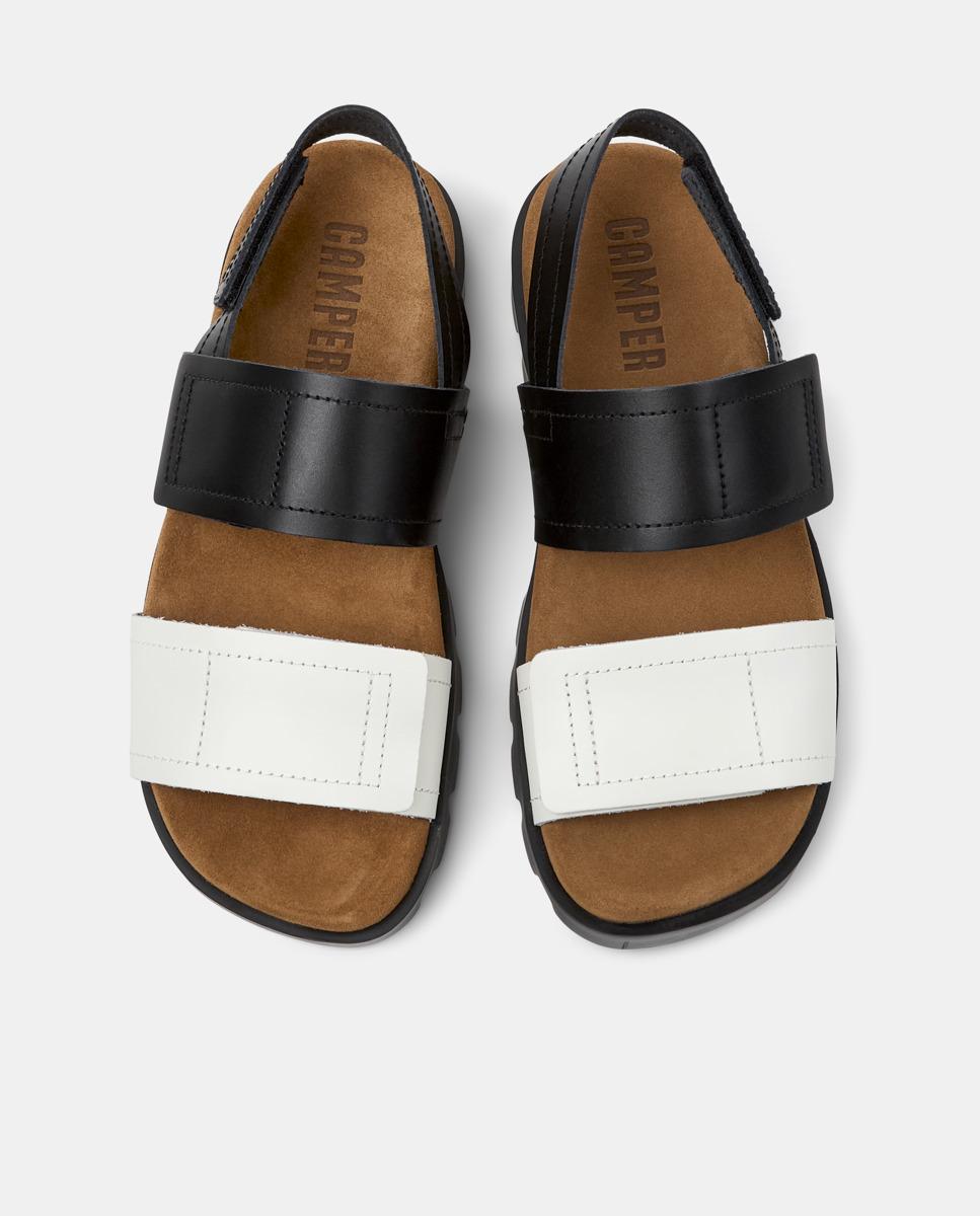 Sandálias Rasas Brutus de Pele Branco / Preto-2